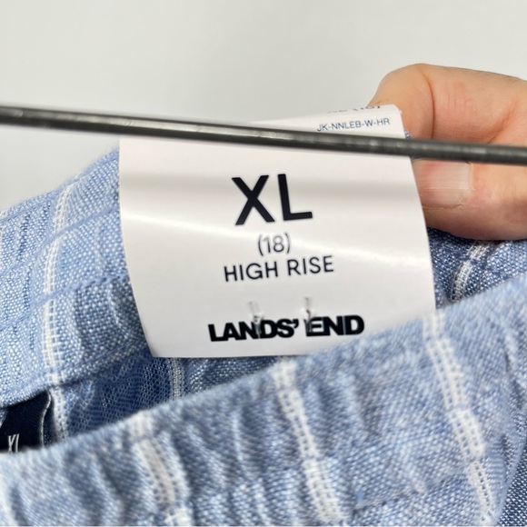 Lands End Womens NEW Linen Cropped Pants Size 18 Wide Leg Pull On Striped - Picture 7 of 12